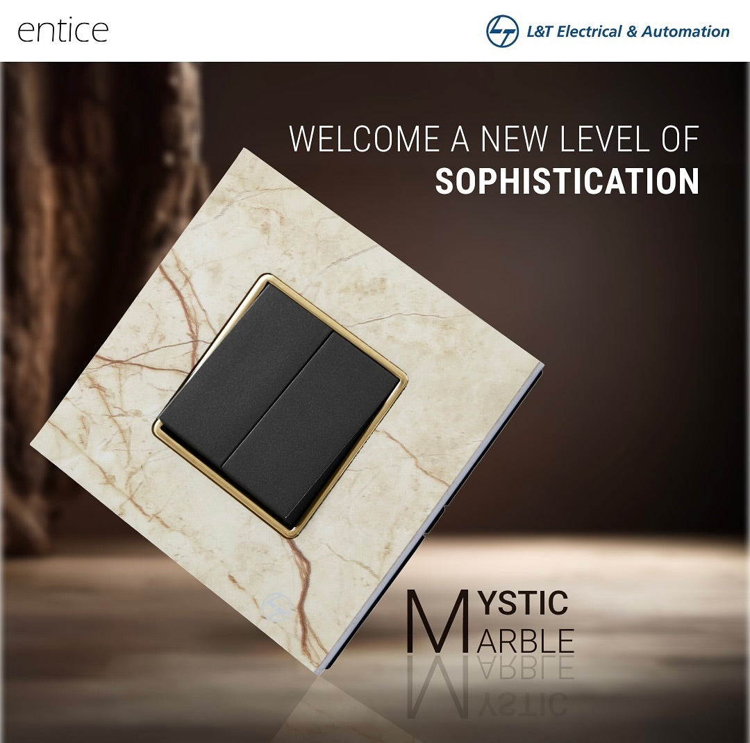 L&T (Lauritz Knudsen) Entice Marble Finish Plates with Grid Frames